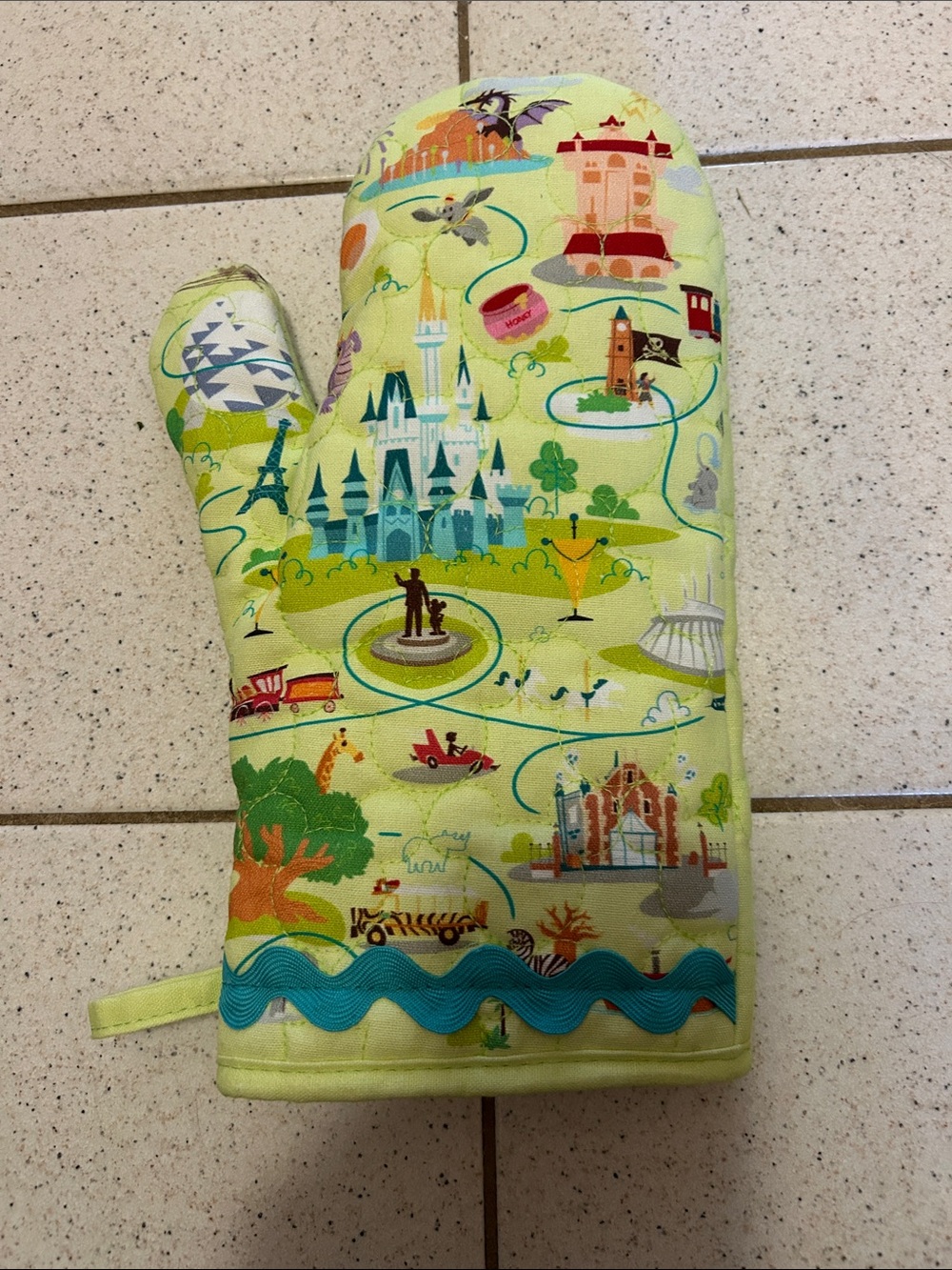 Disney Yellow Theme Park Print Oven Mitt